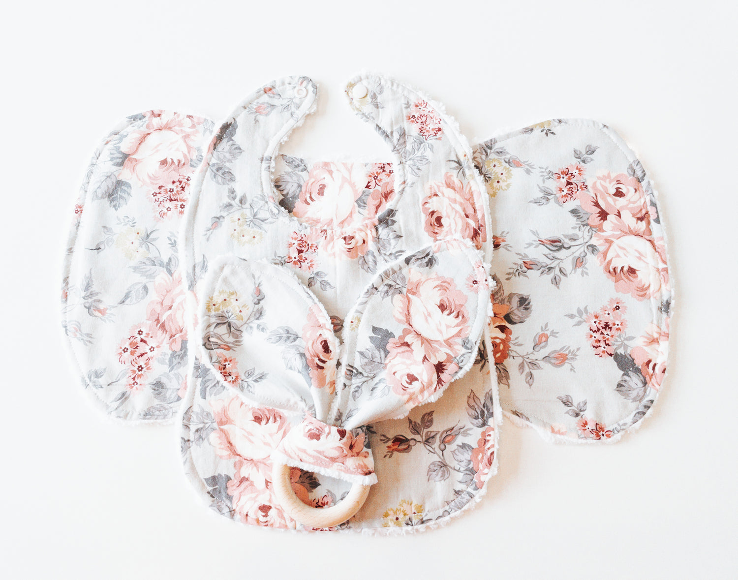 Bib, Burp Cloth, & Bunny Ear Teether Set