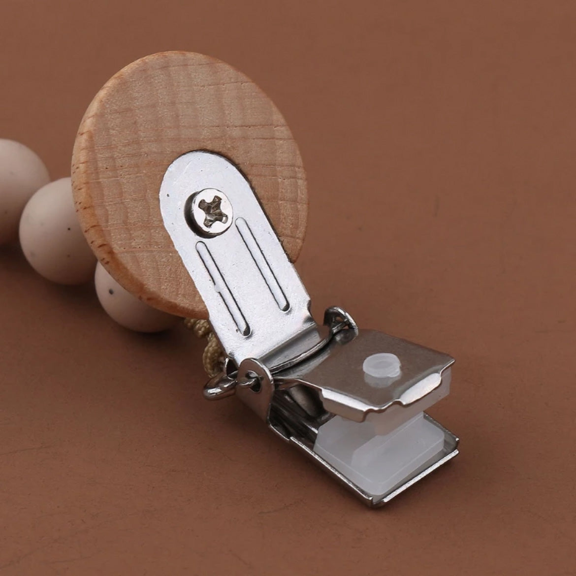 Pacifier Clips - Wood Clip & Silicone Silicone Beads